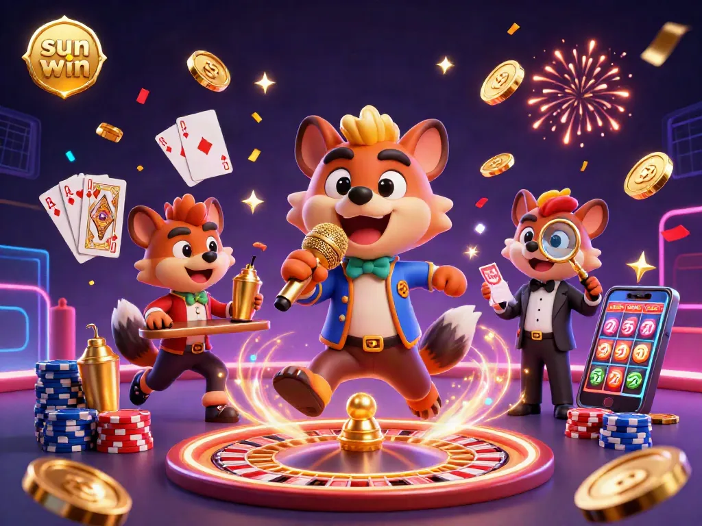 Enjoying a thrilling experience at the sun win casino with 3D hyenas in a dynamic comedy club setting
