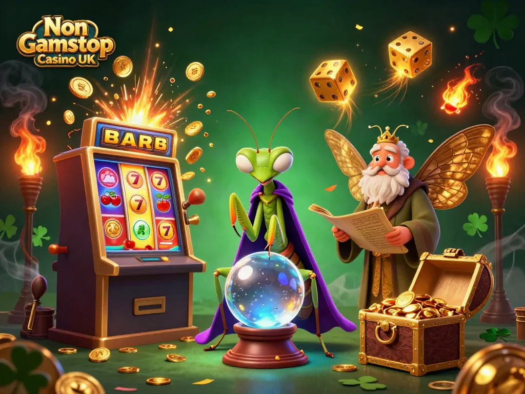 Experience fortune at a Non Gamstop Casino UK with mystical characters and vibrant gaming elements.