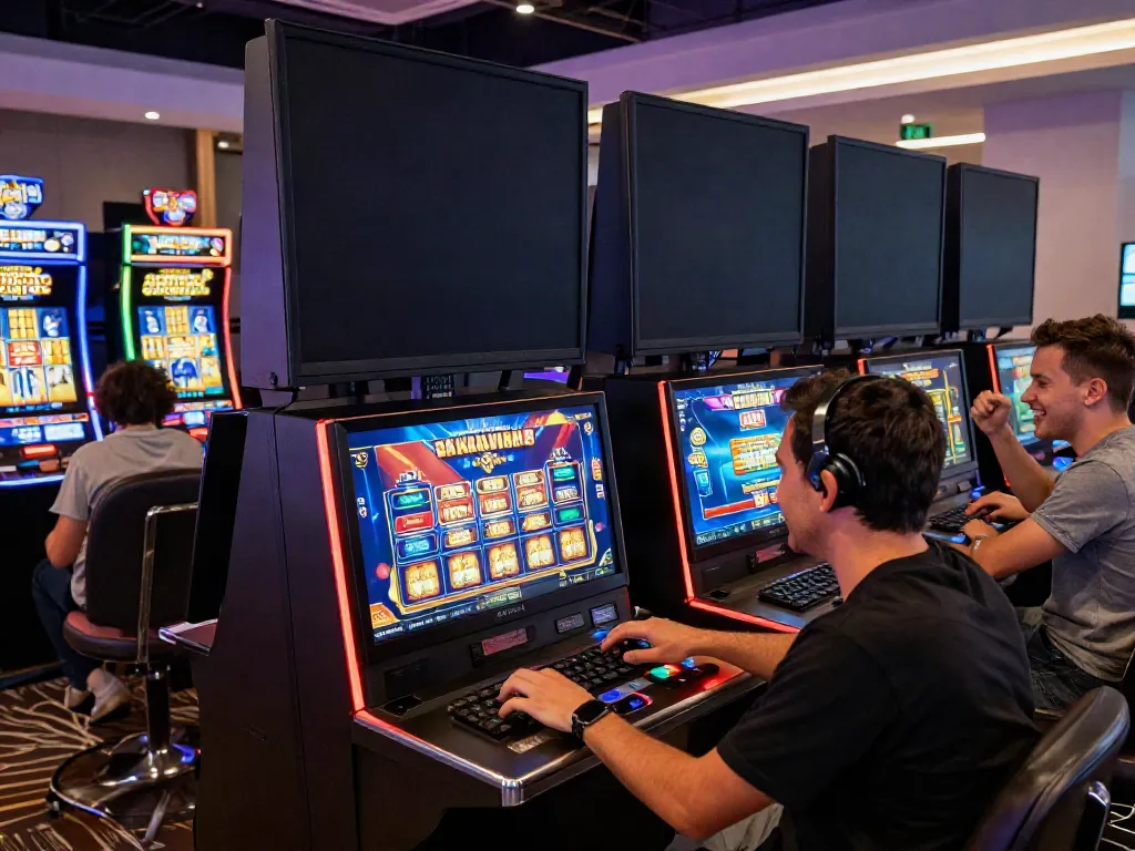 Exciting online gaming scene at http://gem88-mobile.com with players interacting with vibrant casino games.